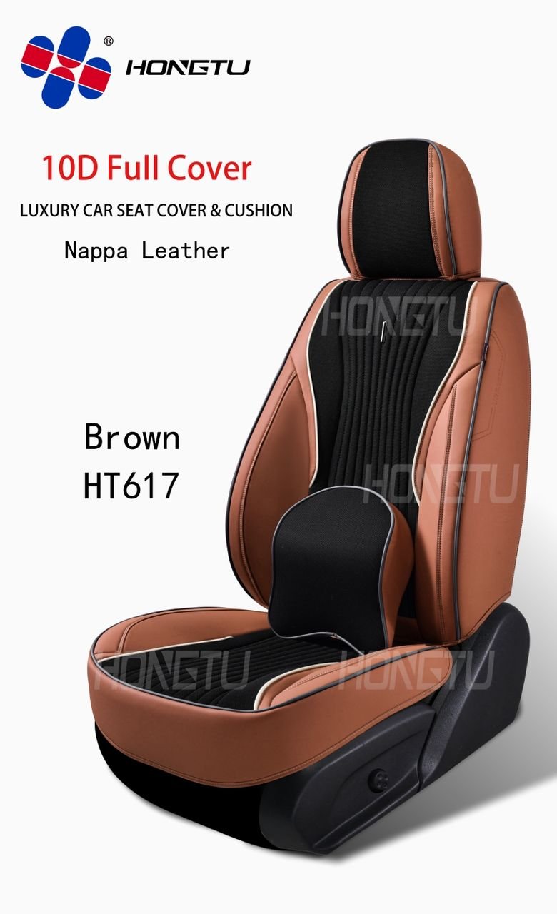 Brown and Black Nappa Leather Full Cover Seat Cover