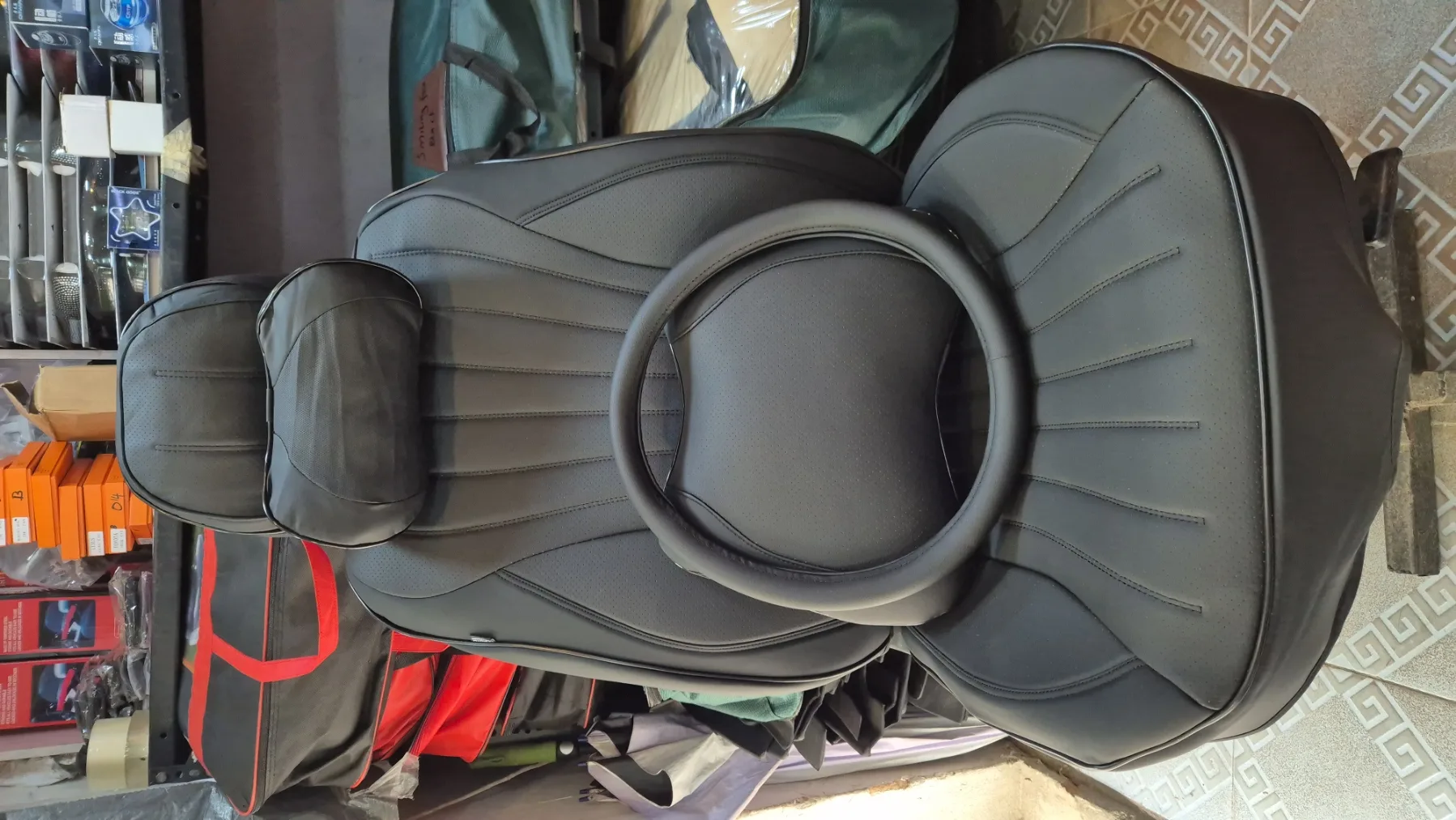 Pure Black Universal Leather Seat Cover - Full Coverage